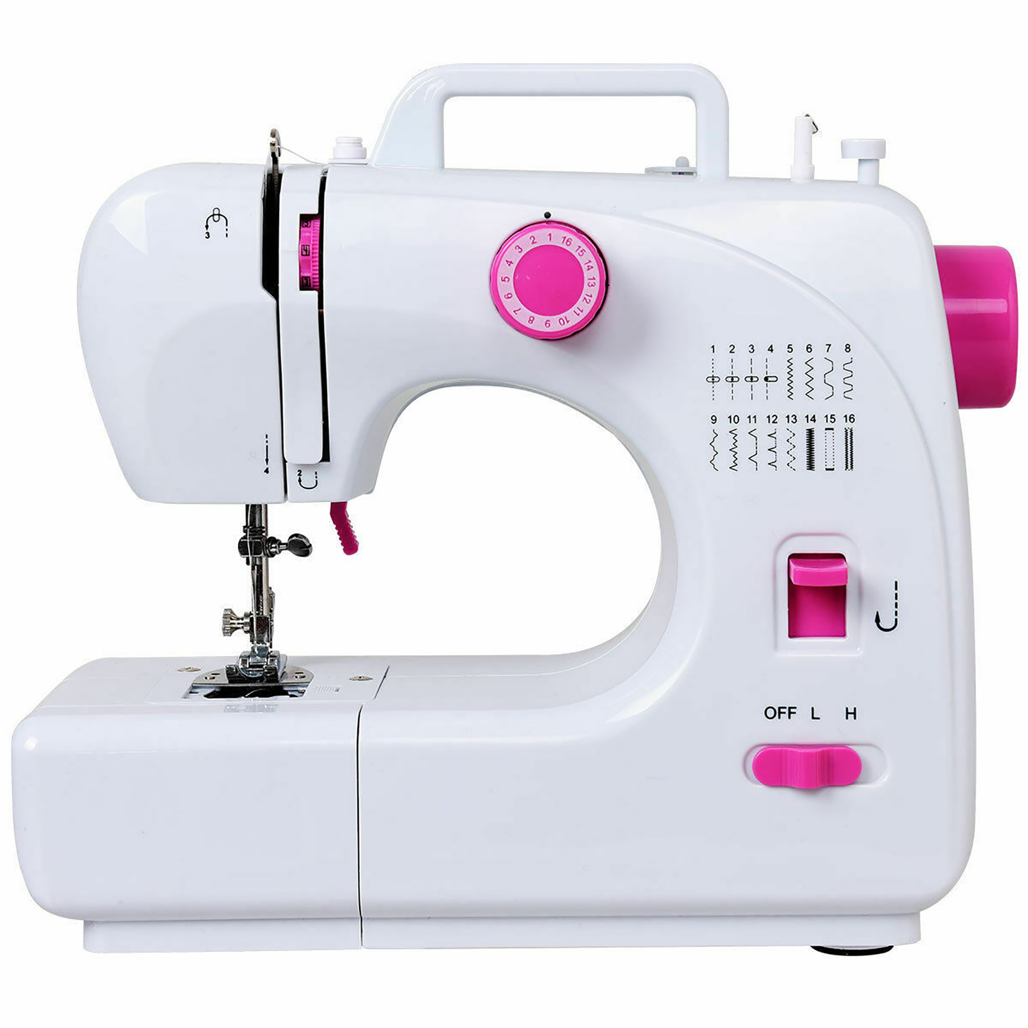 Costway Máquina de coser portátil multifuncional con 16 puntadas  incorporadas, ajustable de 2 velocidades, máquina de coser automática de  rebobinado