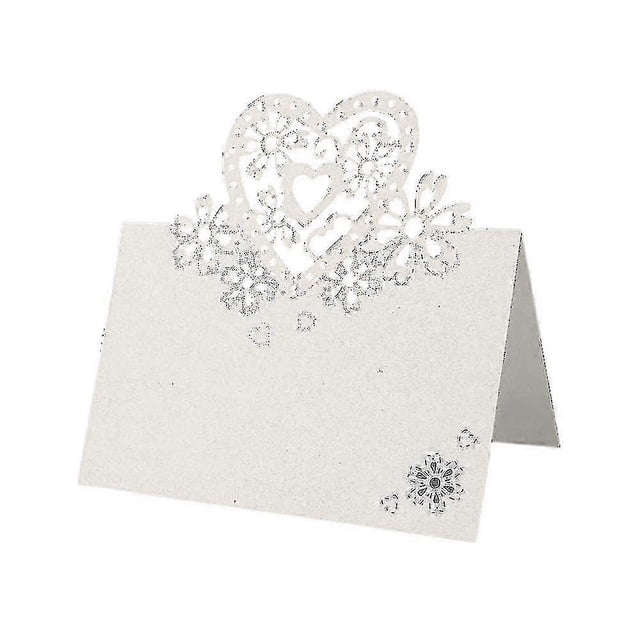 2026 Love Heart Table Name Place Cards Wedding Party Cut On Pearlescent Card