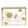 thumbnail image 3 of Weston Home Ditmas Gold Finish Peony and Ginkgo Console Table with Mirror Top, 3 of 8