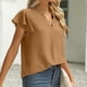 thumbnail image 5 of Mujeres sueltas casual manga corta cuello pico sólido casual blusa camiseta túnica tops Fridja  ghk3863, 5 of 9