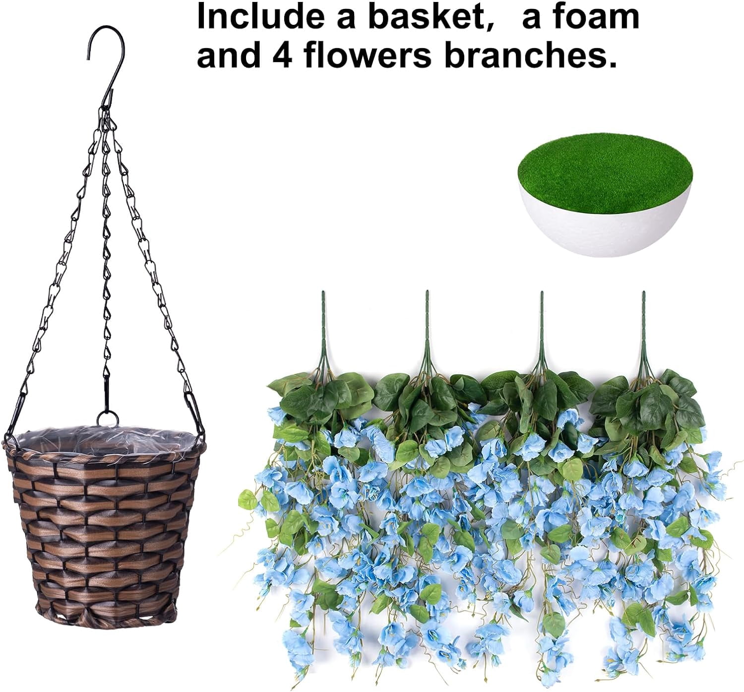 Artificial Fake Flowers Plants Hanging Baskets for Outdoor Porch Spring Decoration, Faux Silk Red Hibiscus Long Vines in Planter UV Resistant Realistic for Home Outside Balcony Patio Yard