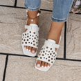 thumbnail image 4 of Aloohaidyvio Womens Leather Sandals Square Open Toe Fashion Slide Sandals Women Dressy 2025 Summer Flat Beach Sandals, 4 of 7