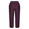 thumbnail image 5 of Diufon Womens Plus Size Pants Solid Color Wide Leg Pants Casual Linen Capris Pants with Pockets, 5 of 5