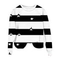 thumbnail image 6 of YUGYXL Women’s Striped Star Sweatshirt Long Sleeve Crewneck Casual Pullover Tops Fall Winter Shirt Black XL, 6 of 7