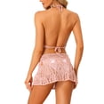 thumbnail image 3 of INSPIRAR CHIC Conjunto de Bikini de 2 Piezas para Mujeres Top Cami Cortado Falda Mini Verano Playa Conjuntos de Crochet de Punto S Rosa, 3 of 6