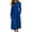 Blue, variant on Women's Crew Neck Long Sleeve Midi Dresses Gathered Waist Casual Dress with Pockets Cuffed Sleeves Relaxed Fit Daily Dresses
