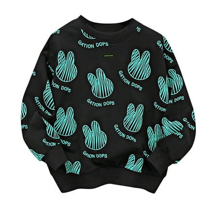 

Kids Children Toddler Baby Boys Girls Long Sleeve Letter Cute Cartoon Rabbit Print Pullover Sweatshirt Tops Blouse Clothes Outfits Toddler Hooded Sweater