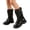 Black, variant on Cethrio Big Girls Riding Boots, Non-Slip Lace-up Fashion Breathable Mid Calf Boots Black Size 2(Big Kids)