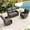 Drakgray-【Loveseat Sofa】, variant on Hillga Patio Furniture Set Wicker Loveseat Sofa, 2 Swivel Glider Chairs & Side Table, All - Weather Wicker with Cushions,Navy