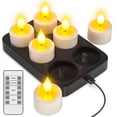 thumbnail image 1 of Paquete de 6 velas recargables sin llama Yme con control remoto y base, 1 of 9