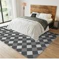 thumbnail image 3 of Black and Grey Geometric Checkered Area Rug 4x5ft Abstract Checkerboard Pattern Indoor Non-Slip Kids Rugs, Machine Washable Breathable Easy Care Carpet for Front Entrance Floor Decor, 3 of 7