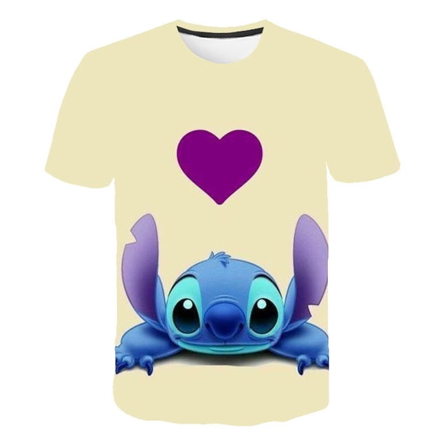 Boys Disney Stitch T Shirt Girls Kids Children Tops Tshirt Short Sleeves Summer Stitch Clothes Print Cartoon Tee Child Clothing5T Gao Jinjia LED