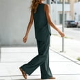 thumbnail image 4 of Sevevn Women's 2-Piece Linen-Look Outfit Sleeveless Asymmetric Top and Wide Leg Pants Set Navy S, 4 of 7