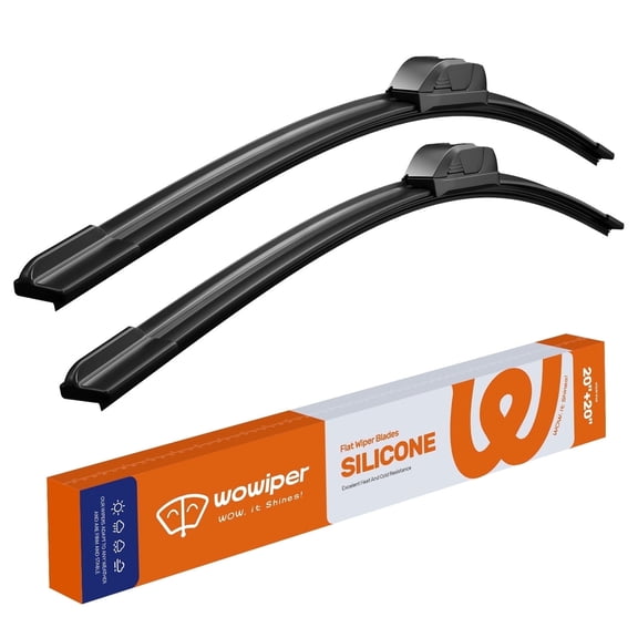 WOWIPER 20" 20" Premium Silicone Wiper Blades 2 Pack – Water Repellent Beam Fit J-Hook – OEM All-Season for Ford F150 1999-2008 and more