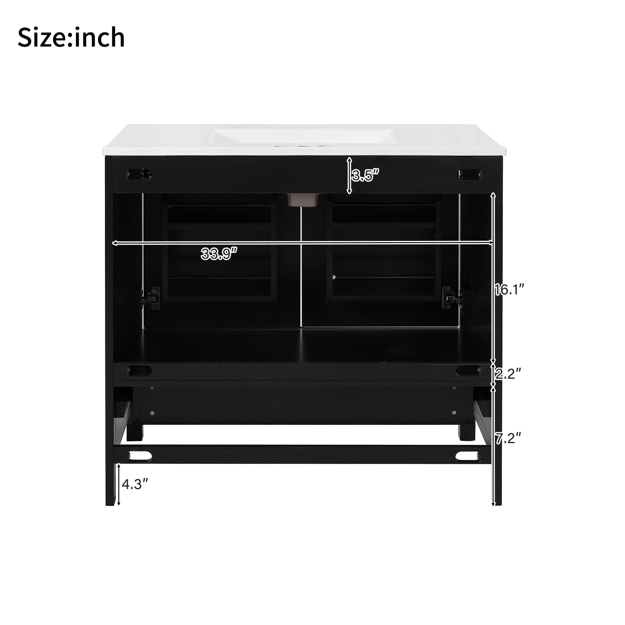 Harper & Bright Designs 72" Black Bathroom Vanity Sink Combo with Soft-Close Doors, Bathroom Floor Cabinet with Storage