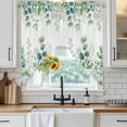 thumbnail image 6 of Green Eucalyptus Leaves Swag Curtains for Kitchen/Bedroom/Living Room, Summer Botanical Watercolor Daisy Scalloped Curtains 63 Inch Long, Window Swag Topper Curtains Valances 2 Panels Set 36"x63", 6 of 8