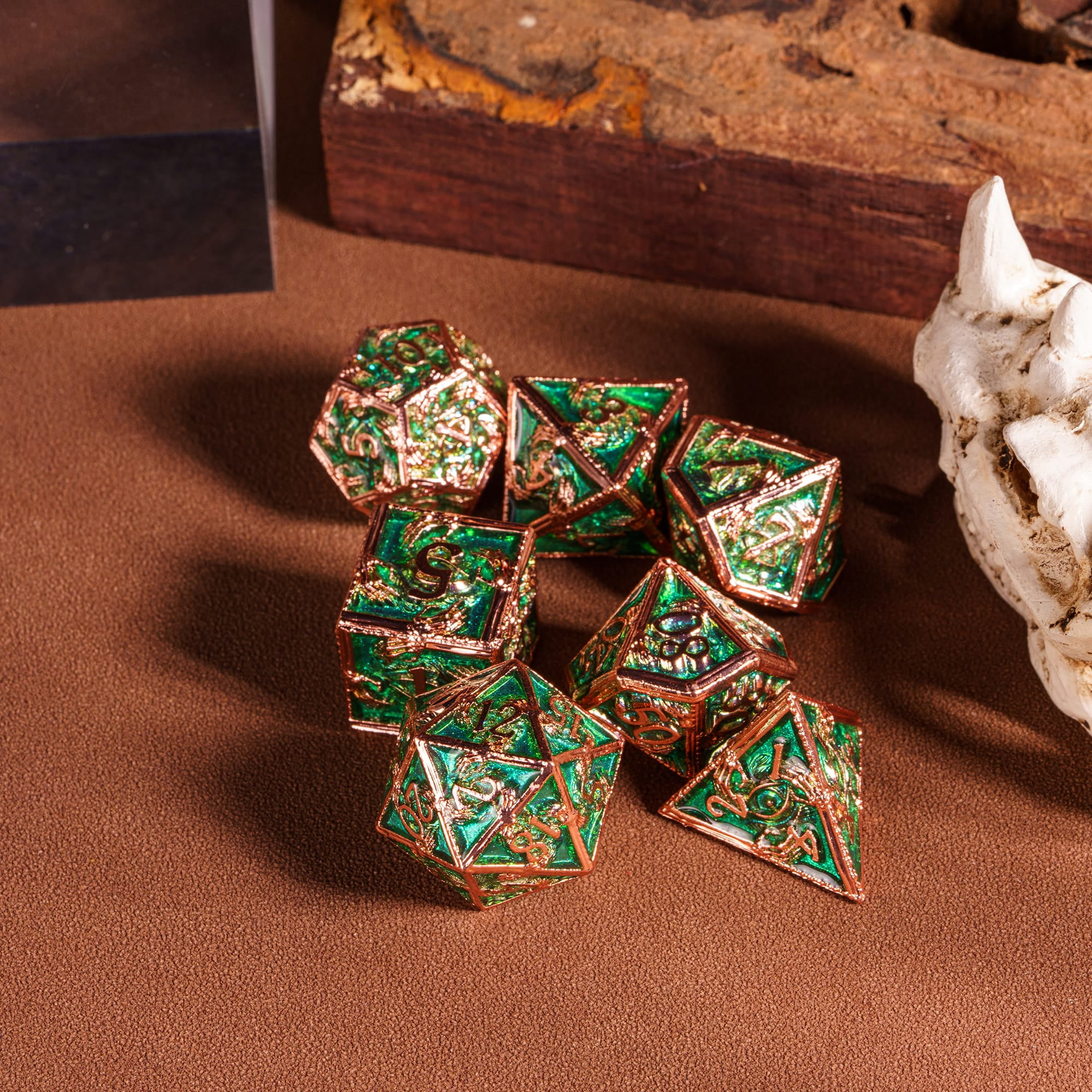 Cusdie 7-Die Metal DND Dice Set, Ghost Claw Design Metal Polyhedral D&D Dice Set for DND Dungeons and Dragons TTRPG Role Playing Games