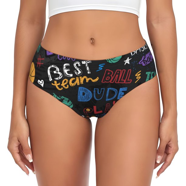 Fotbe Basketball Calzones Estampados para Mujer – Ropa Interior de Algodón, Cómoda, Suave y Elástica-Large