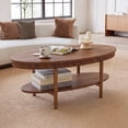 thumbnail image 6 of MIYZEAL Mid-Century Walnut Oval Coffee Table, Fluted Edge 2-Tier Wooden Coffee Table for Home & Office, 6 of 9