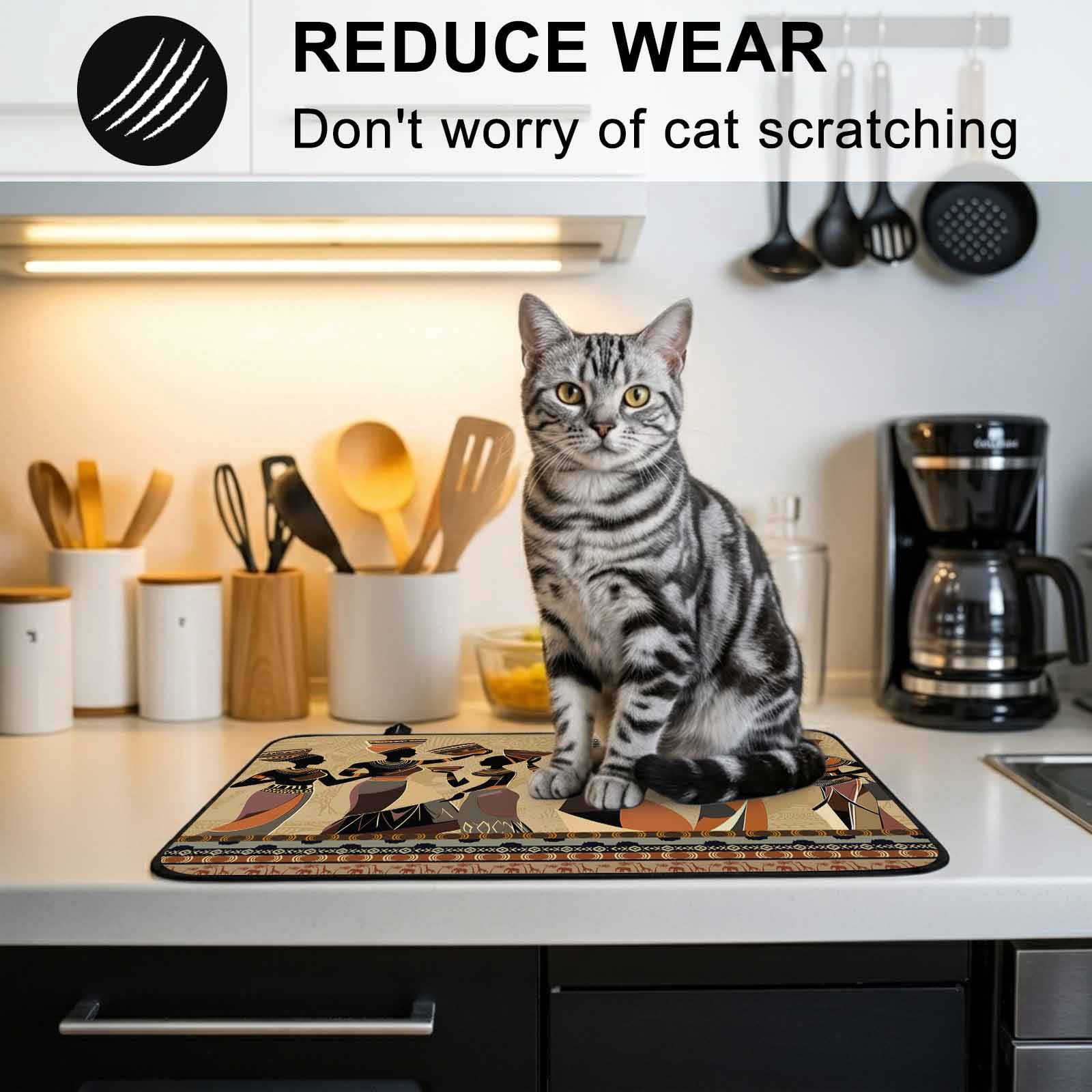African Women Stove Top Cover for Electric Stove, Heat-proof & Non Slip Glass Top Stove Cover Protector, Black Girl Retro Ethnic Ancient Tradition Kitchen Flat Cooktop Rubber Mat 24x21 Inches