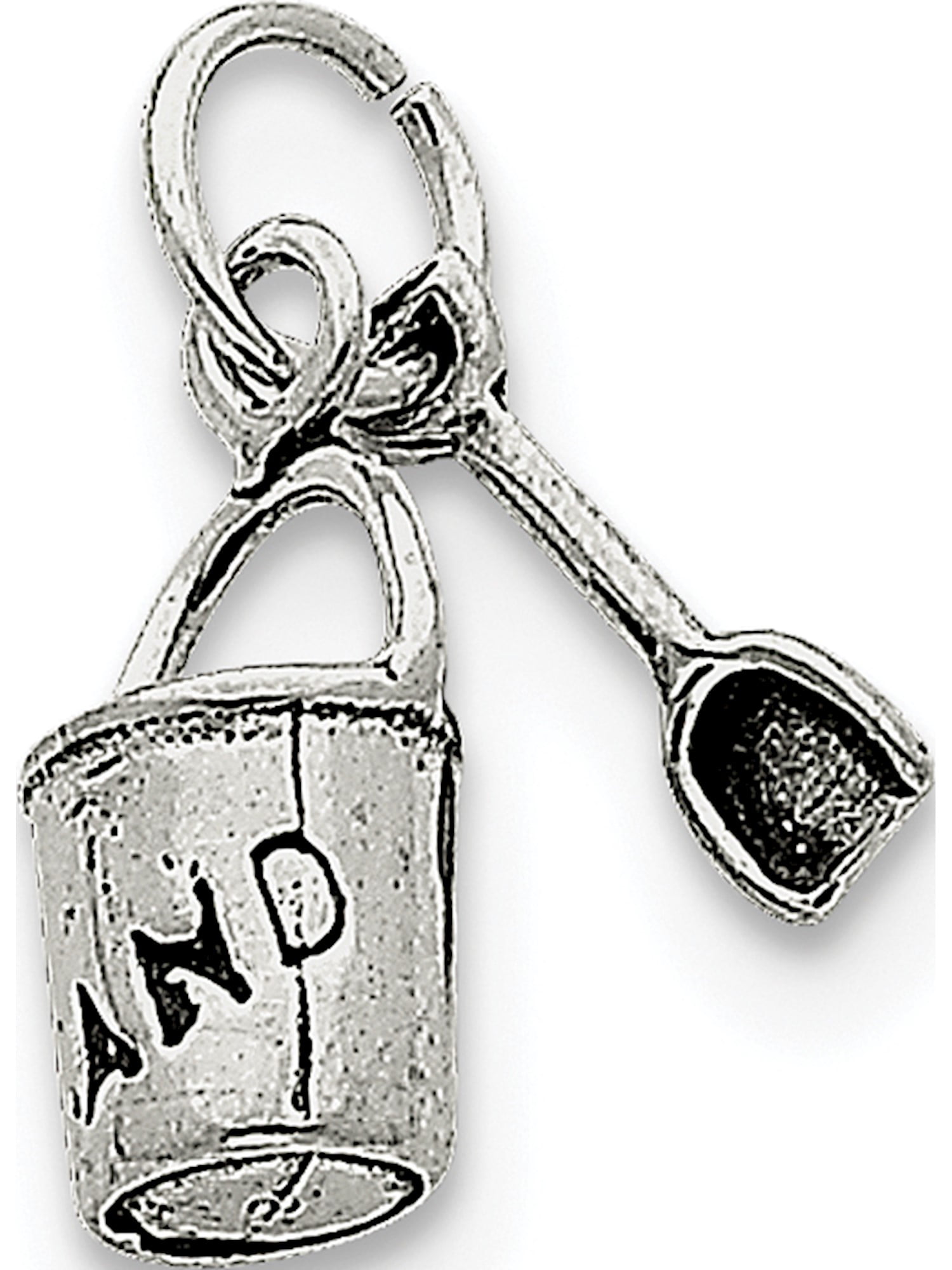 Sterling Silver Antiqued Sand Bucket And Shovel Charm New Pendant
