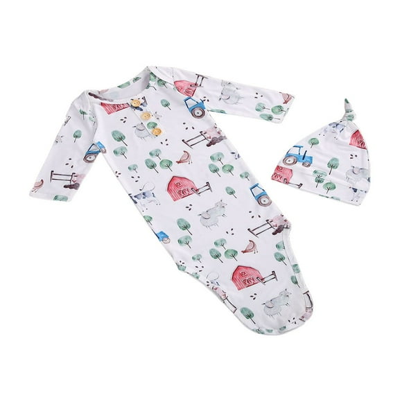 EASTIN Baby Sleeping Bag Set Sleepsuit Newborn Long Sleeves CrewNeck Flower Print Sleeping Hat Swaddles Sleeping Sack