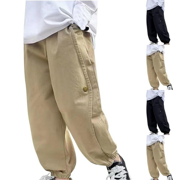Ashirexll Boys Cargo Pants Summer Pants Fashion Casual Comfortable Long Work Pants with Elastic Waist Worn Outside for Children