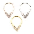 thumbnail image 5 of Pear Shaped Bendable Cut Ring w/ 5 CZ Lined Design for Septum, Cartilage, Tragus, 5 of 6