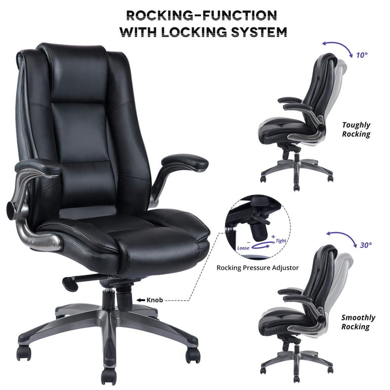 Waleaf Home Office Chair, 400LBS 8Hours Heavy Duty Design, Ergonomic High  Back Cushion Lumbar Back Support, Computer Desk Chair, Big and Tall Chair,  Adjustable Executive Leather Chair with Arms 