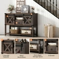 thumbnail image 6 of 46'' Large Farmhouse Entryway Table w/Sliding Barn Doors, Industrial Rustic Console Table Sofa Side Table with Storage Drawer for Hallway, Living Room(Rustic Brown-Entryway Table), 6 of 8