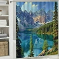 thumbnail image 6 of Orinice Mountain Lake Trees Rocks Bathroom Decor Set with Hooks 100% Polyester Fabric Shower Curtain Set 36x72, 6 of 7