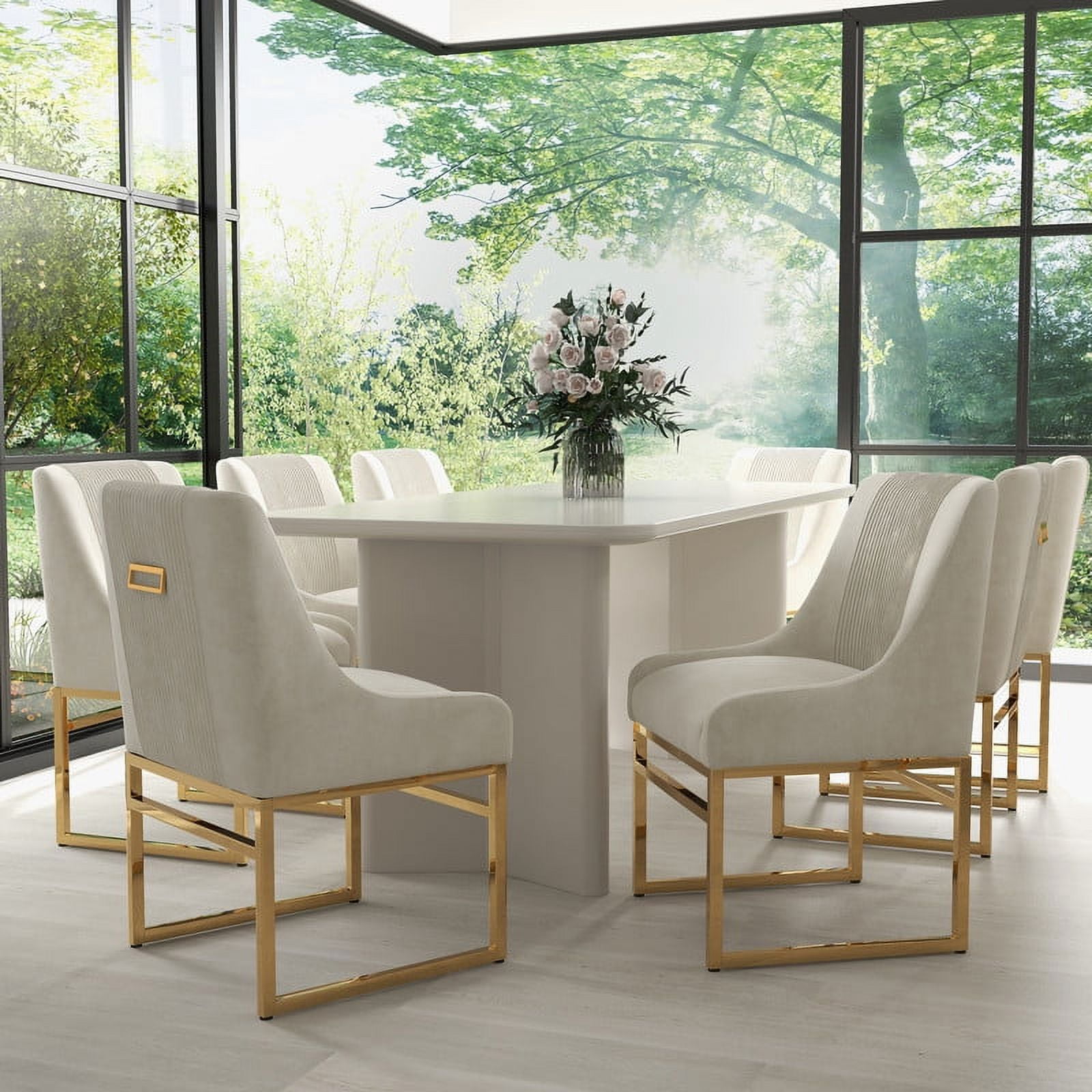 SEYNAR Modern Velvet Upholstered Accent Dining Chairs Set of 8, Kitchen Side Chair with Metal Frame for Living Room