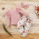 thumbnail image 5 of Ropa para bebé recién nacido Augper, conjunto para niña, mono con mangas con volantes, pantalones florales, conjuntos para niña pequeña, 5 of 8