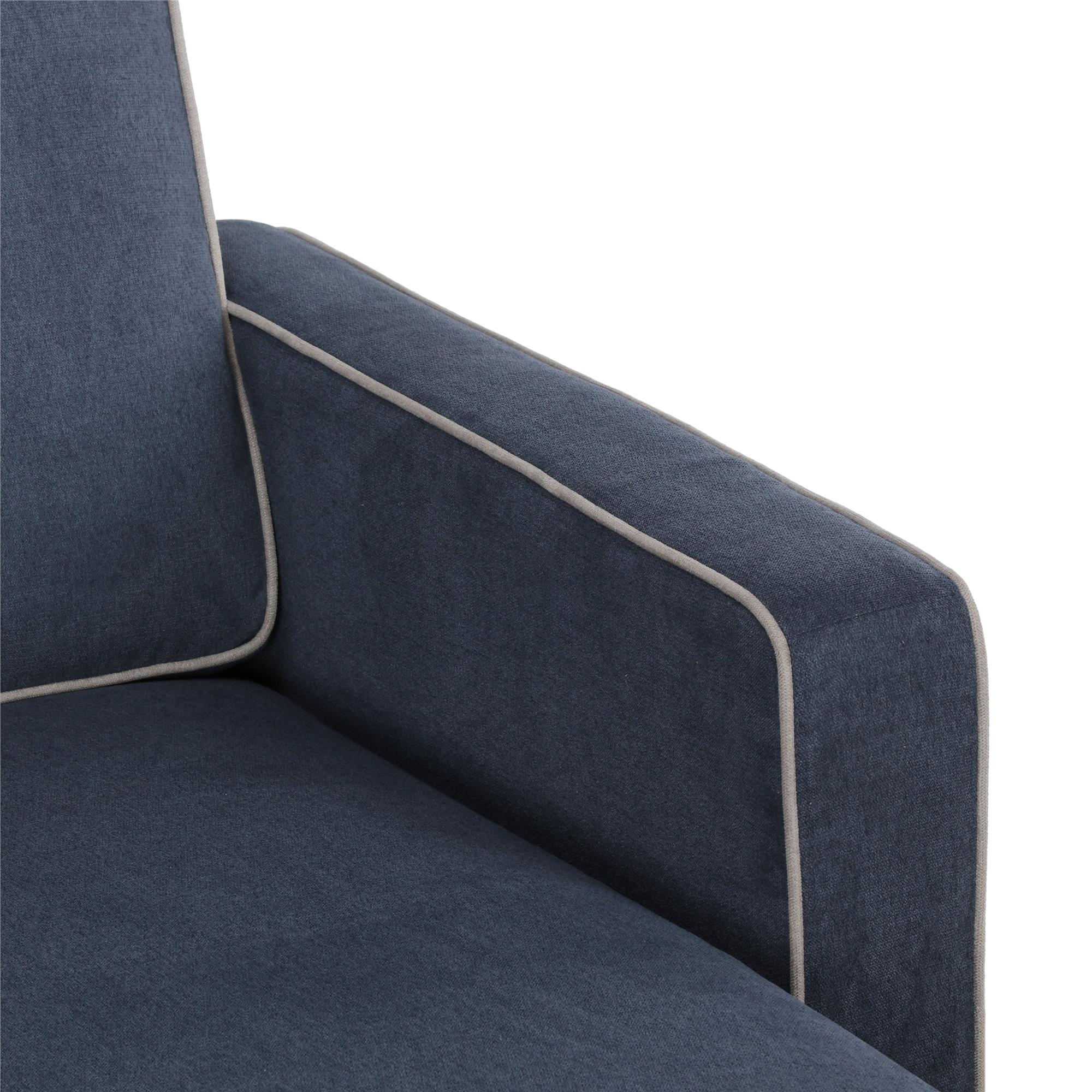 Novogratz Bowen Sectional Sofa with Contrast Welting, Blue, (Blue) - image 4 of 10