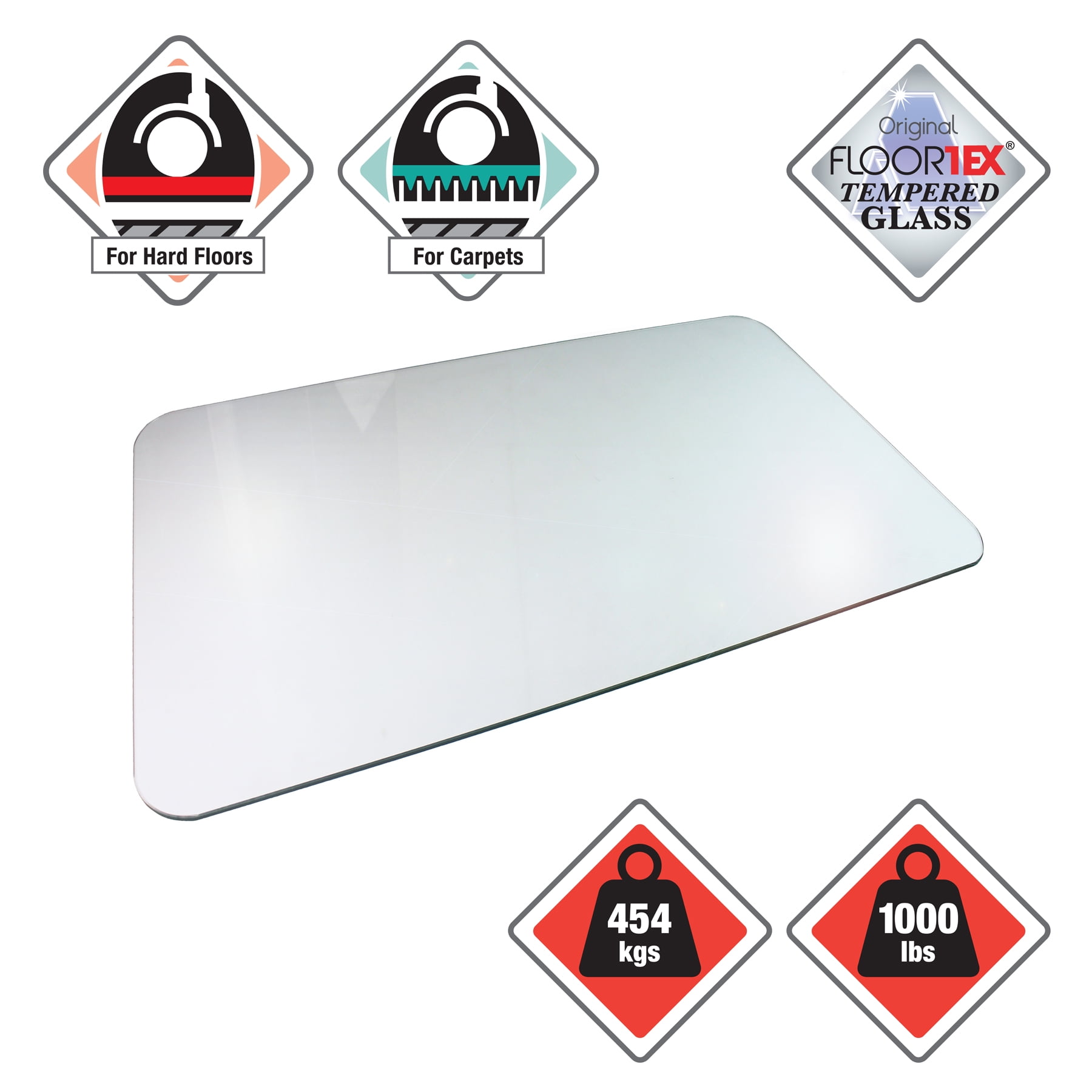 Glaciermat® Heavy Duty Glass Chair Mat for Hard Floors & Carpets - 36" x 48"