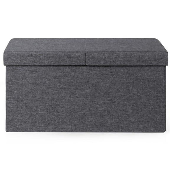 Resenkos 30 Inch Folding Storage Ottoman with Lift Top-Dark Gray, Folding Footstools,Multi-Functional Ottoman for Entryway, Bedroom, and Living Room