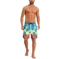 thumbnail image 2 of INSPIRE CHIC Men's Trunks Tropical Leaf Print Elastic Drawstring Waist Beach Board Shorts 32 Light Blue, 2 of 5