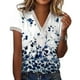 thumbnail image 1 of Camiseta estampada para mujer con cuello en V de verano para mujer para deportes al aire libre (azul oscuro M) FLhrweasw Para estrenar, 1 of 8