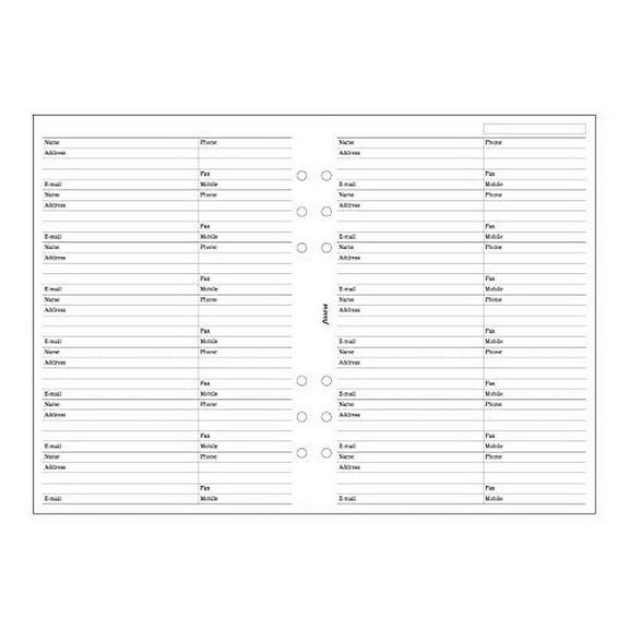 Filofax A5 Name/Address/Phone/Fax (B340206)