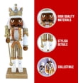 thumbnail image 3 of Nutcracker Ballet Gifts, King Nutcracker Christmas Ornaments, African American Wooden Figure Decoration with White and Gold Uniform for Holiday Home Decor, Ideal Xmas Ornament, 10 Inch African American Gold/White 10 in, 3 of 6