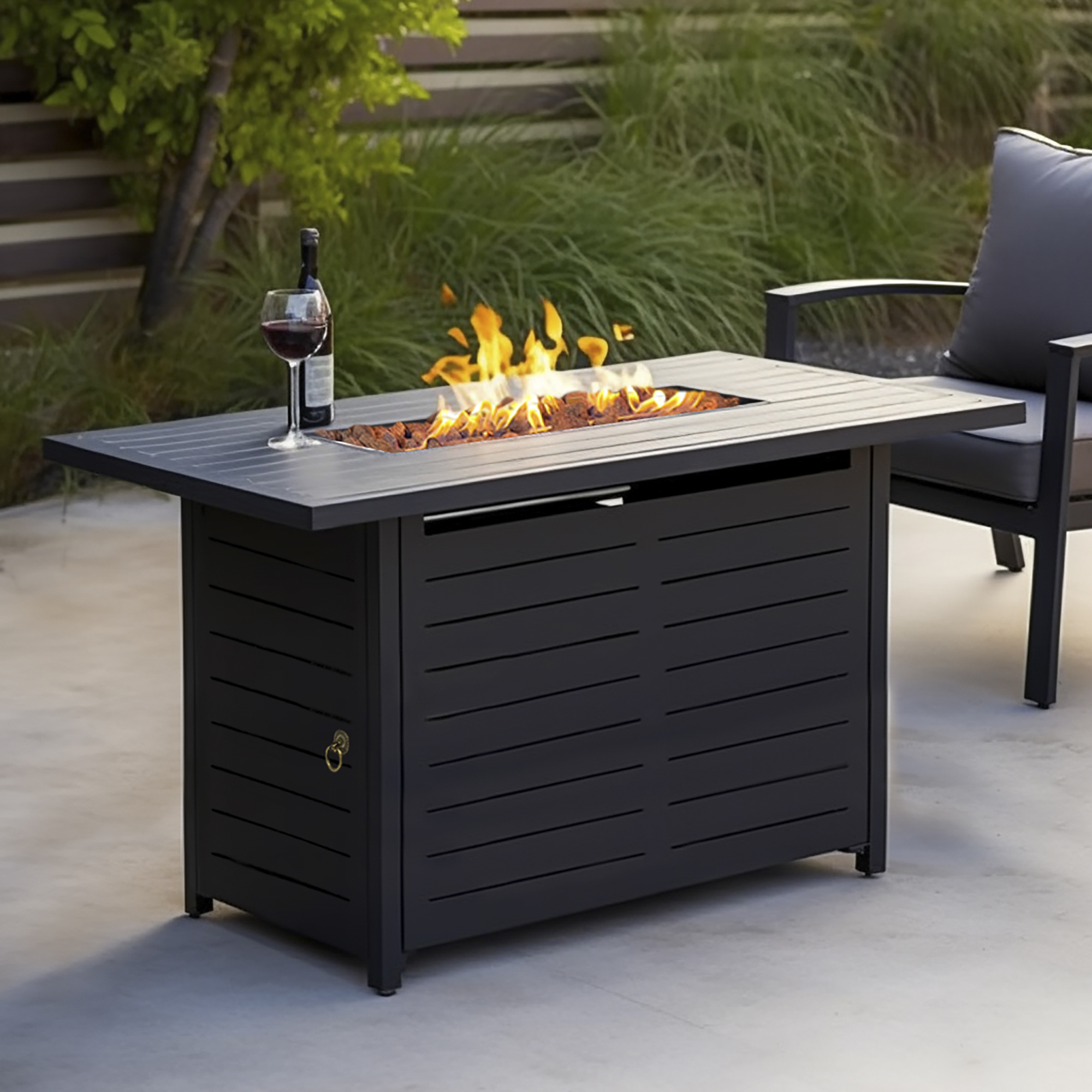 Kinger Home 42 inch Outdoor Propane Fire Pit Table for Patio, 50,000 BTU CSA Certified, Aluminum Frame, Lid, Weather Cover, Lava Rocks - image 2 of 9