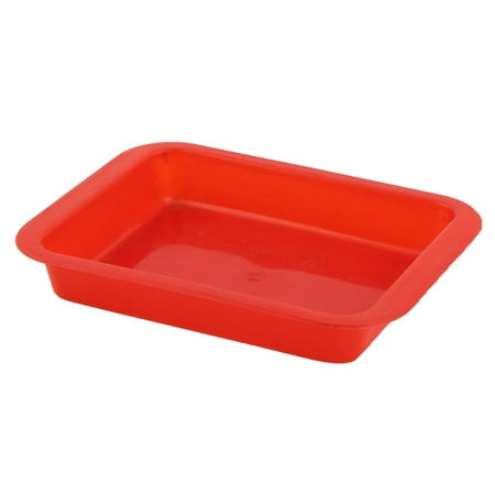 Red Plaid Paper Food Tray Unique Bargains Restaurant Hotel Red Plastic Rectangle Shaped Food Drinks Serving Tray ()