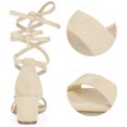 thumbnail image 3 of Unique Bargains Women's Open Toe Lace Up Mid Chunky Heeled Sandals, 3 of 7