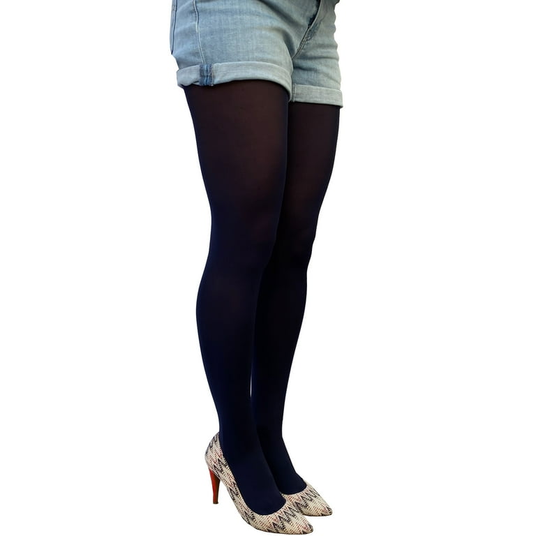 Navy Blue Opaque Full Footed Tights 80D, Pantyhose for Women