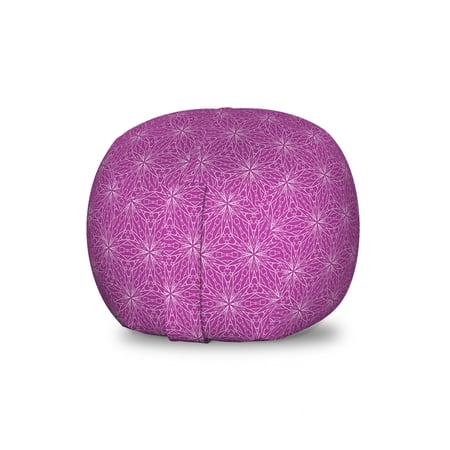 Floral Storage Toy Bag Chair  Floral Lace Looking Ornamental Image on Fuchsia Bohemian Triangles  Stuffed Animal Organizer Washable Bag  Large Size  Fuchsia and White  by Ambesonne