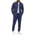 thumbnail image 3 of Zenithor Men's 2 Piece Linen Set Long Sleeve Button Down Shirts and Drawstring Straight Pants Casual Beach Vacation Outfits S-3XL, 3 of 8