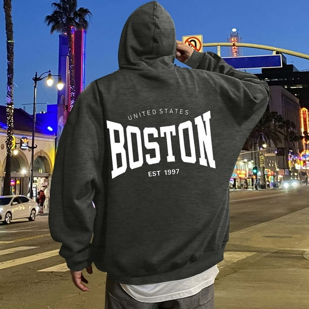 WILLBEST Sudadera con Capucha y Estampado De Letras para Hombre, Estilo Cómodo y Uso Diario Mediana