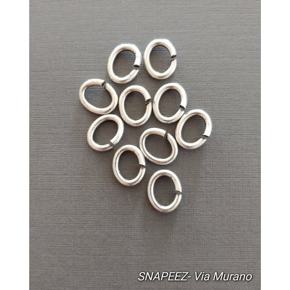 Snapeez II ULTRAPLATE 99.9% Antique Silver Plate Oval Ring Hard Open Jump Ring 10x8mm Heavy Gauge (Pk 10) Jump Rings. The Ultra Secure No Solder Jump Ring. Made in USA.