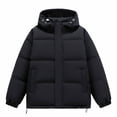thumbnail image 6 of Men's Hooded Puffer Jacket Solid Color Windproof Zip Up Winter Coat,Warm Thick Padded Outerwear with Pockets, 6 of 8