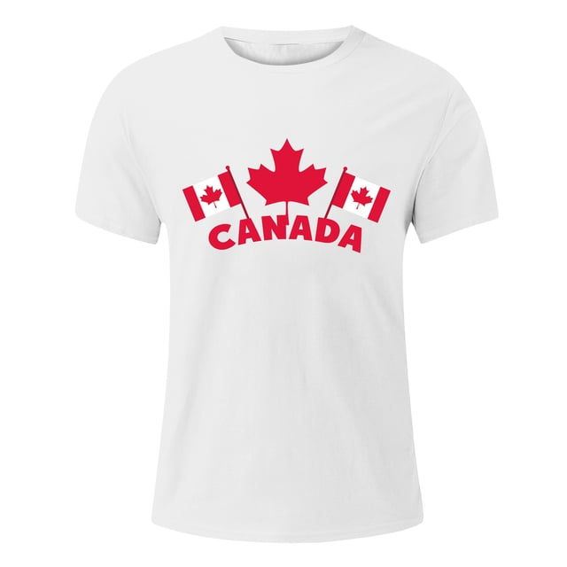 aDJFDGT Custom T Shirts for Men with Photo Canada Day Men's T Shirt Summer Short Sleeve Tops Breathable Comfortable Maple Leaf Flag Pattern Casual Wear